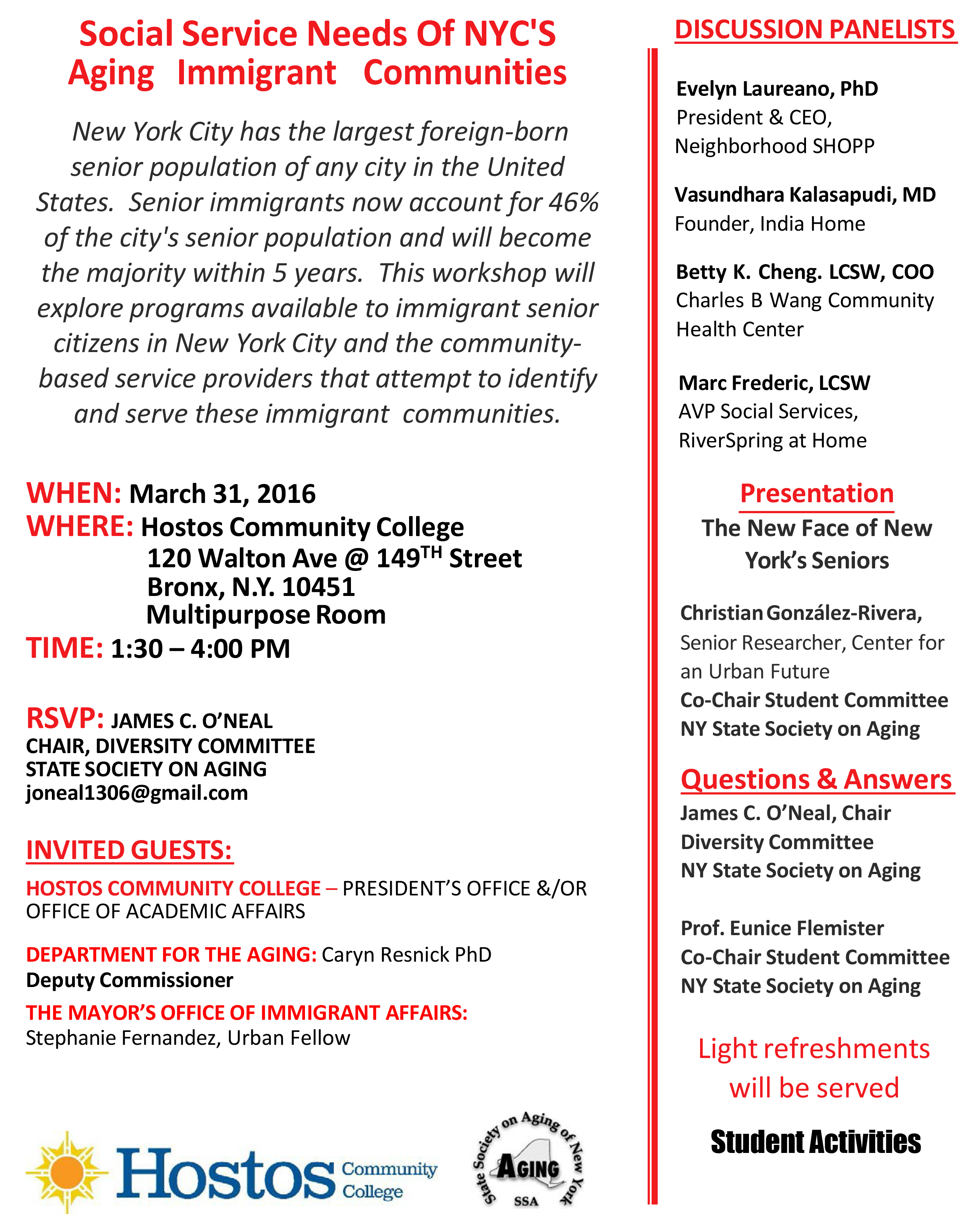 March 31st - Immigrant Workshop